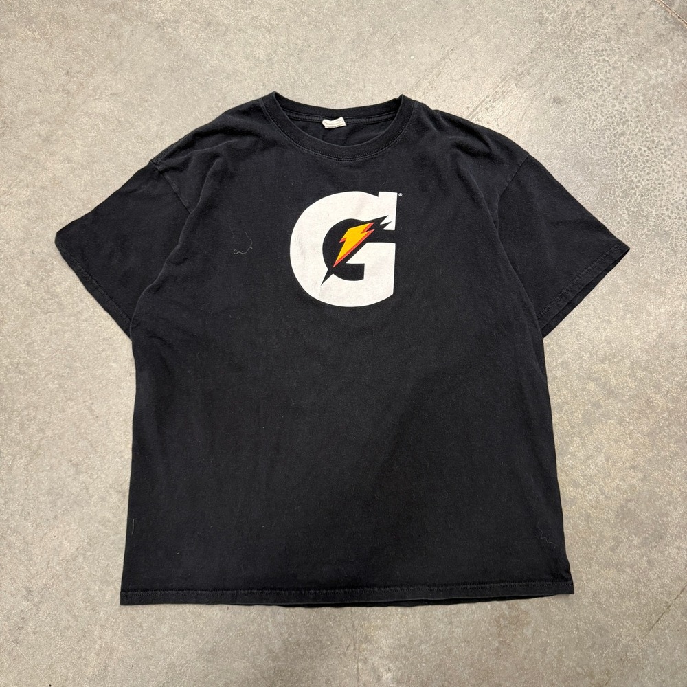 Vintage Gatorade  T-Shirt Mens Large Black Short Sleeve G Bolt Logo Crewneck